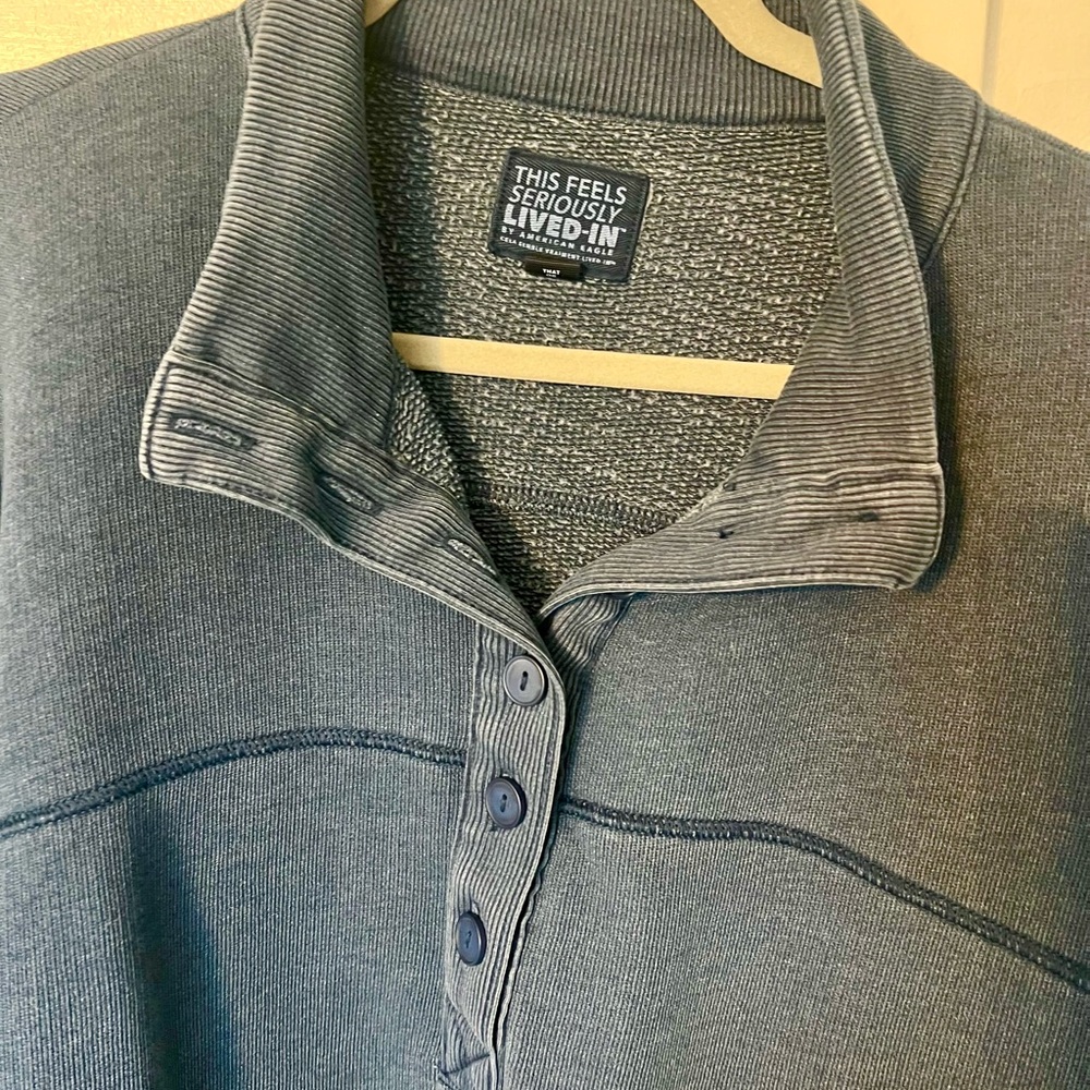 American Eagle Button-Front Navy Pullover Sweatsh… - image 2